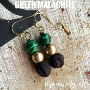 Alquimia Elegant Green Malachite  Earrings